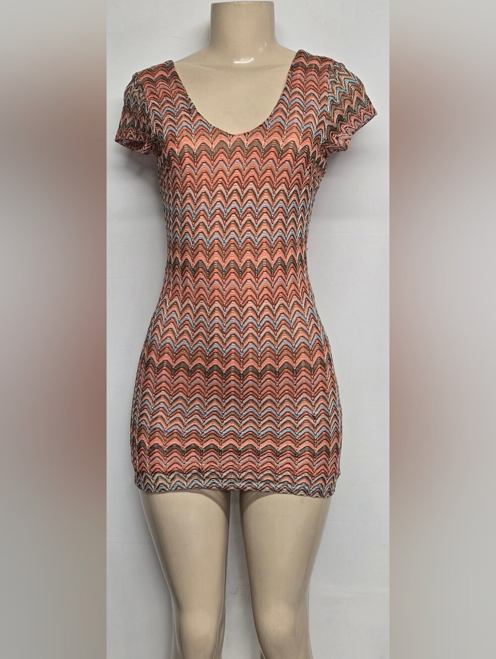 Derek Heart S Dress Multicolored Chevron Knit Zigzag Colorful Stretch